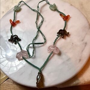 Elegant  Carved Gemstone animal Necklace